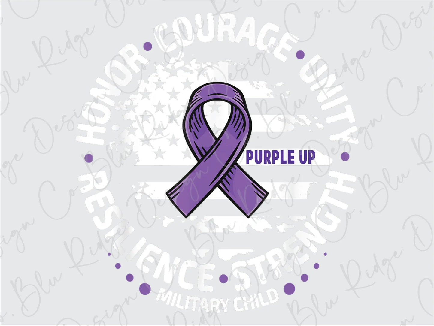 a purple ribbon with the words purple up on it