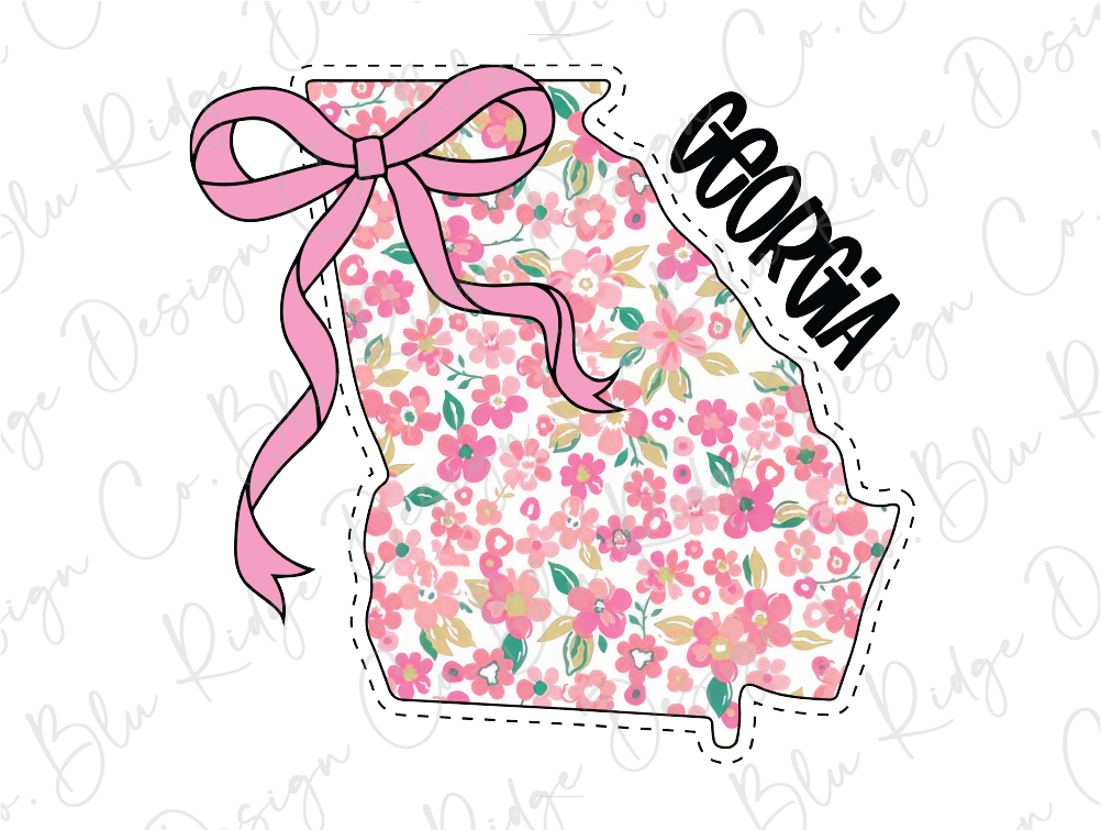 the state of virginia with pink flowers and a pink ribbon