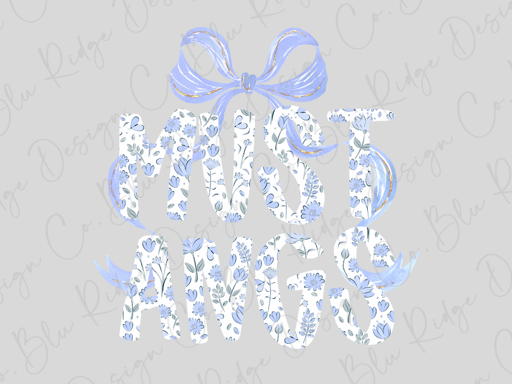 a floral pattern with the words "MUSTangs" written in a decorative font.
