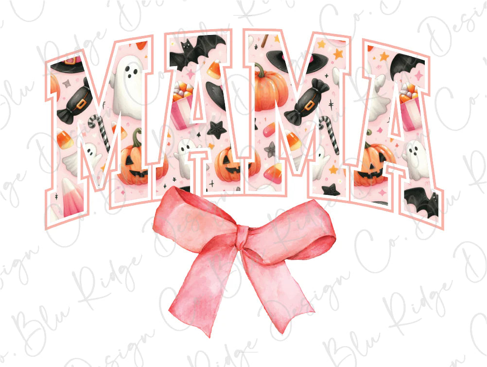 Mama Halloween Bow Graphic T-Shirt