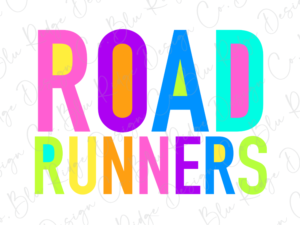 the text "ROAD RUNNERS" in a colorful, stylized font.