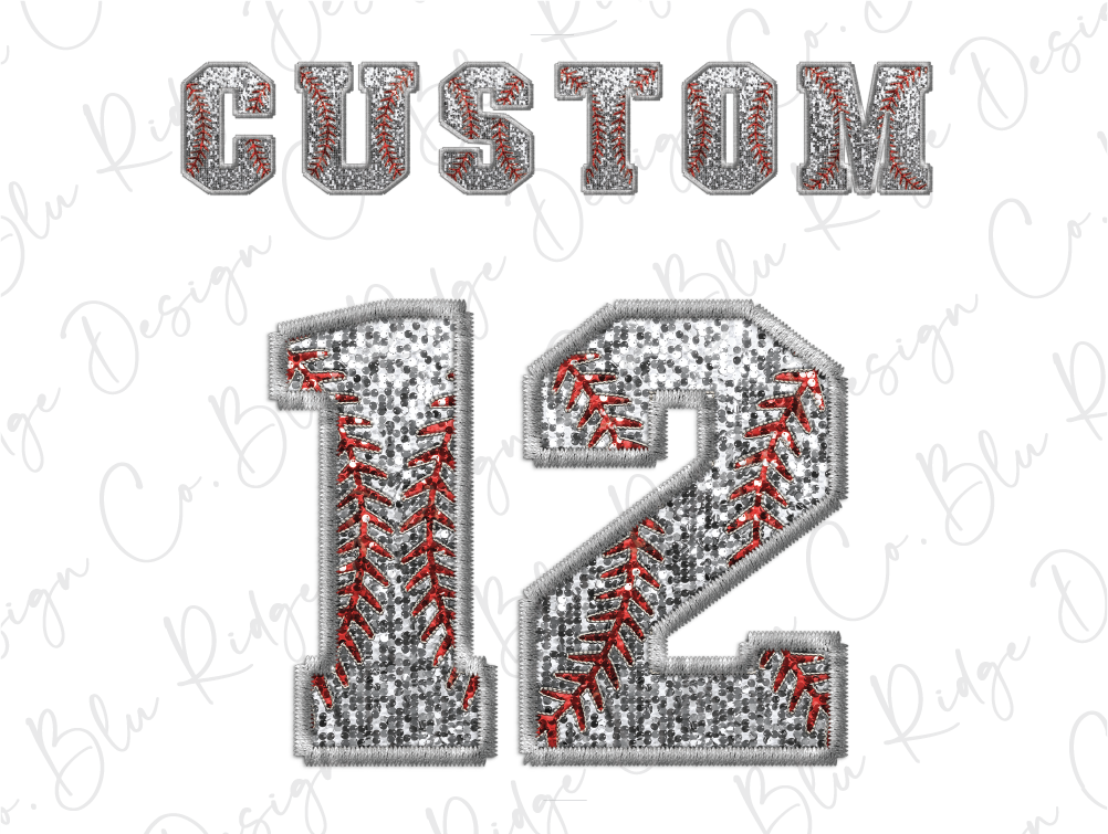 the number twelve is made up of red and silver sequins