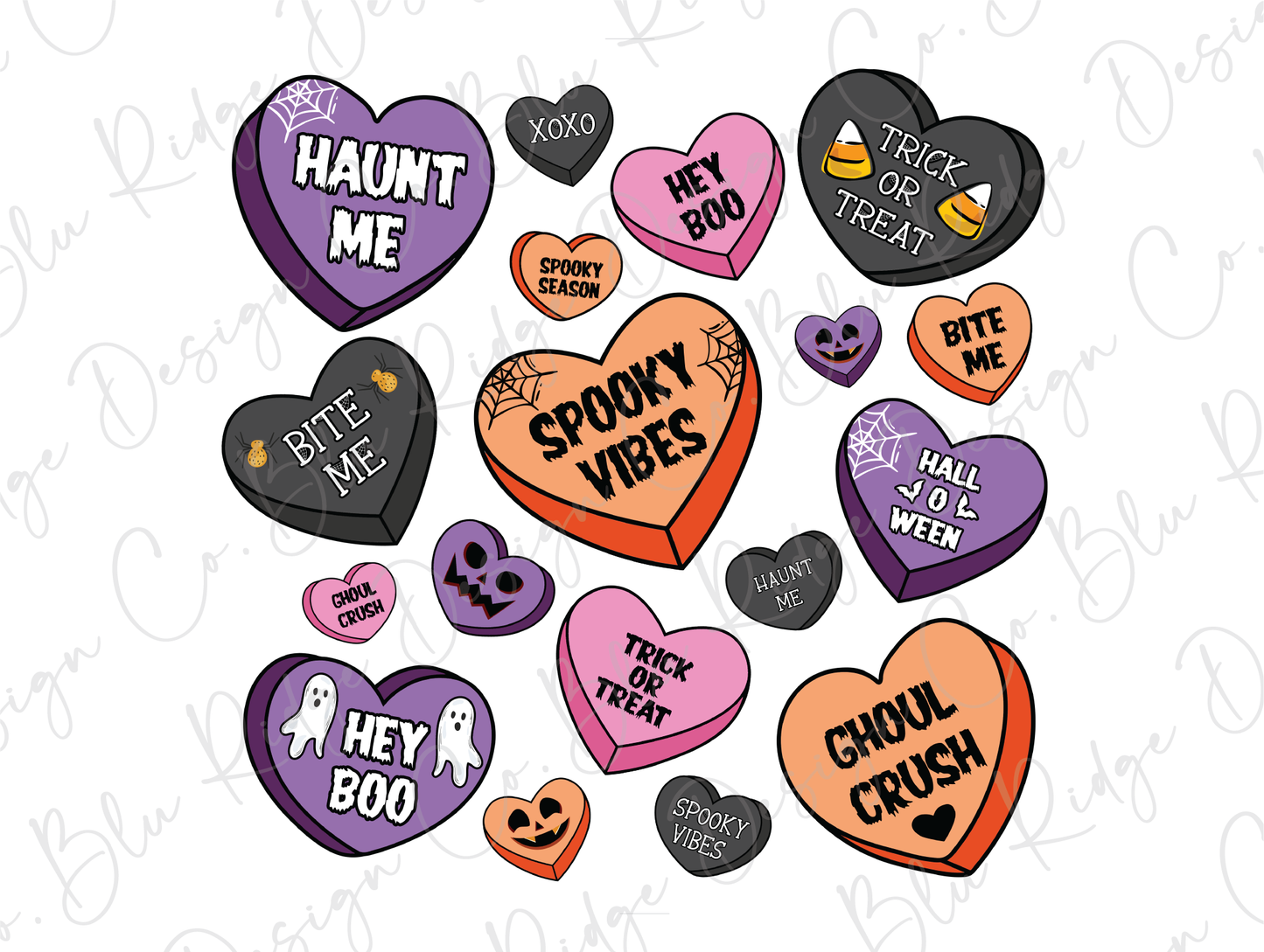 Halloween Candy Hearts Spooky Season Graphic T-Shirt