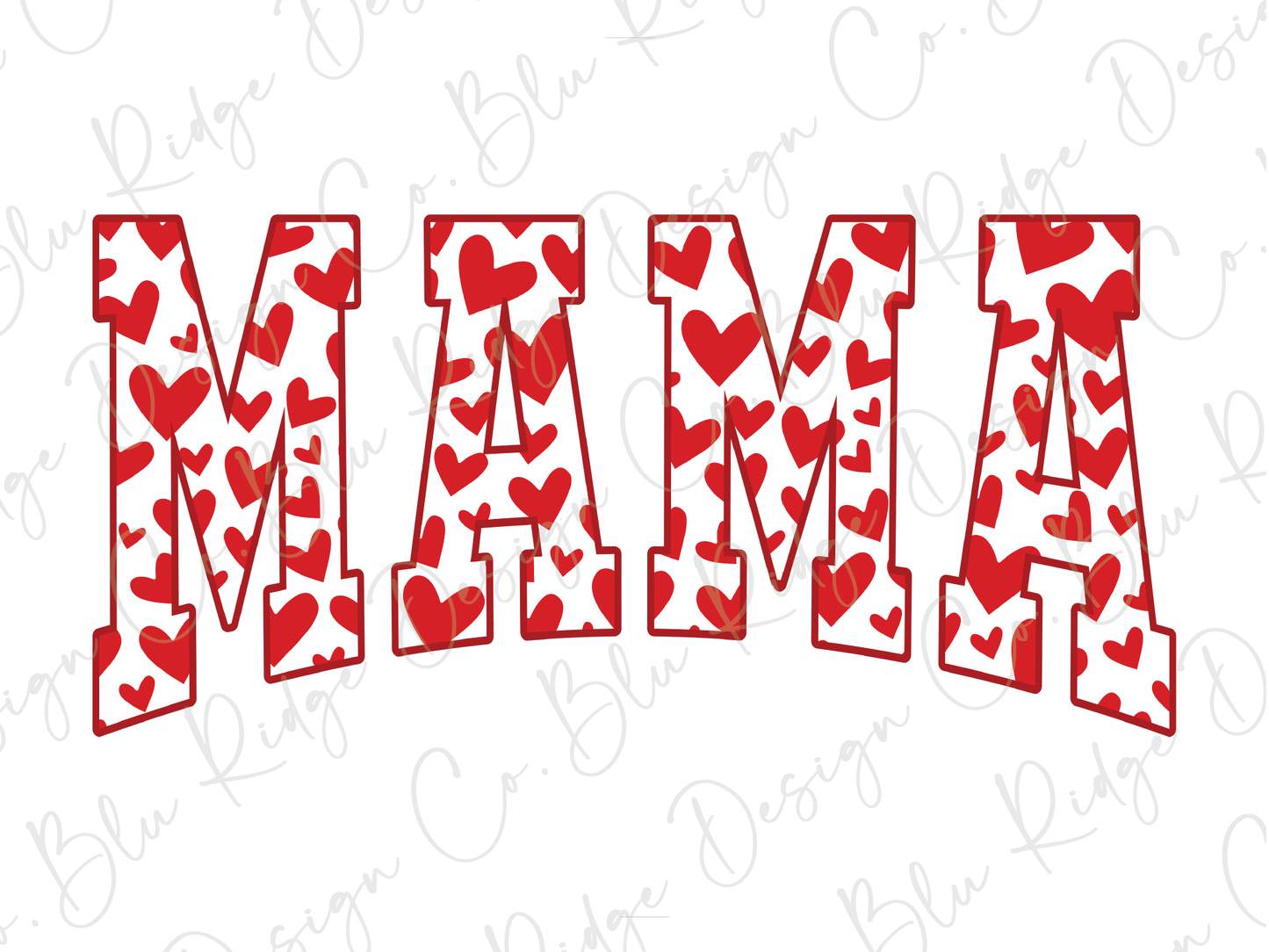 Valentines Day Mama Red Hearts Graphic T-Shirt