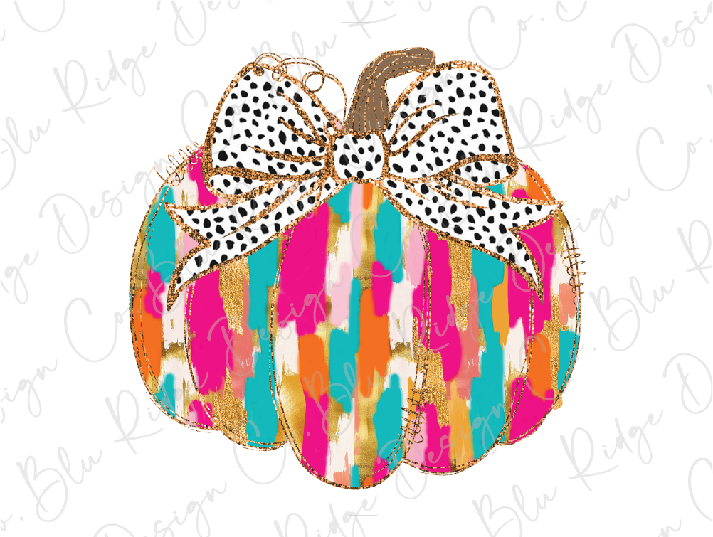 Colorful Watercolor Dalmatian Dot Pumpkin Graphic T-Shirt