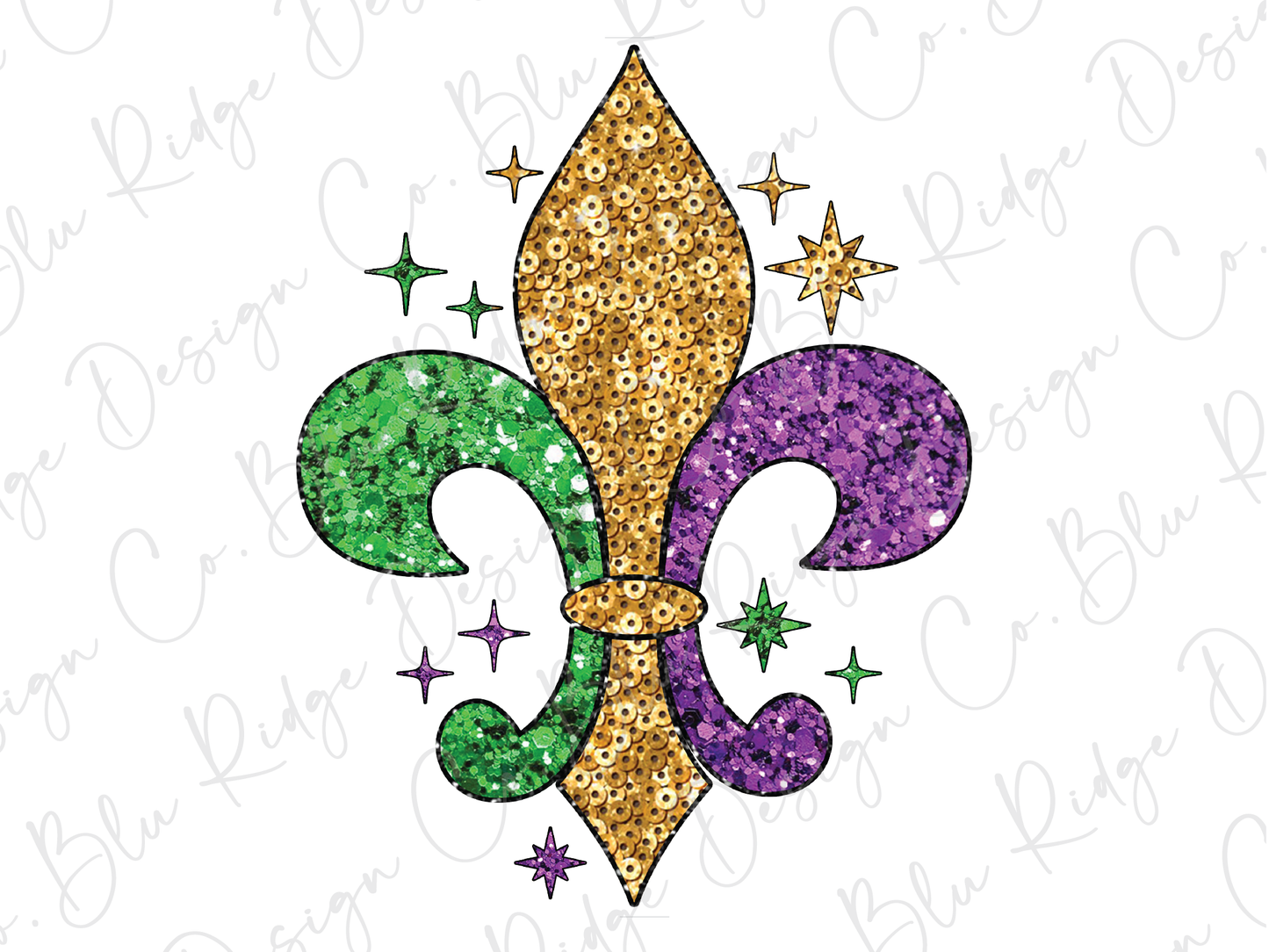 Mardi Gras Fur De Lis Colorful Sparkles Graphic T-Shirt