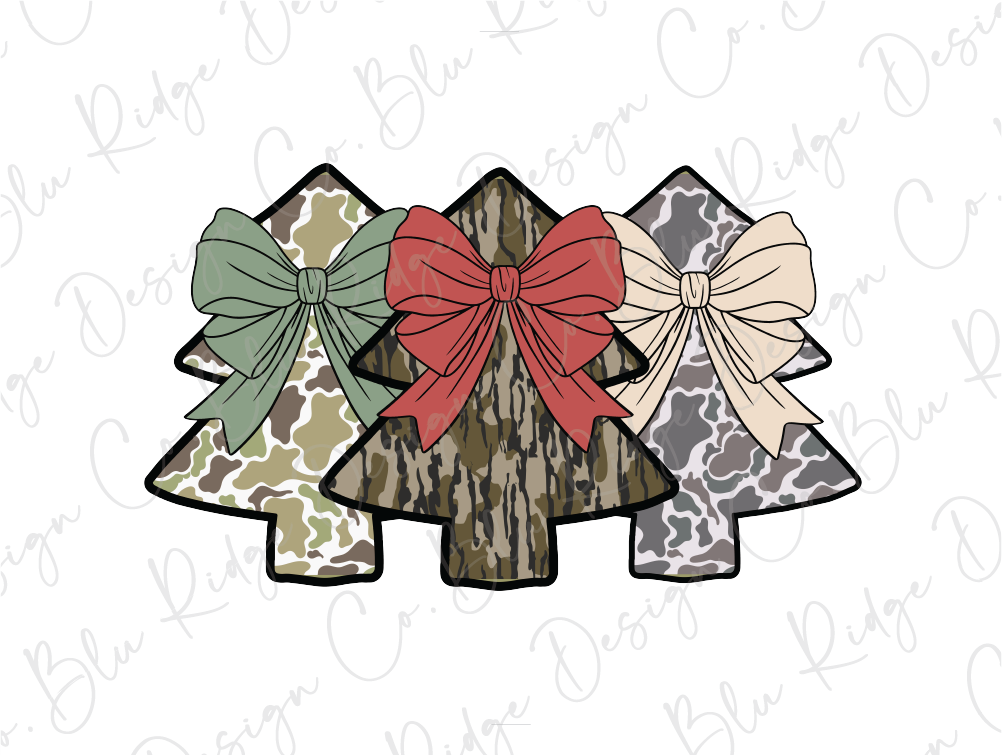 Camo Christmas Trees Coquette Graphic T-Shirt