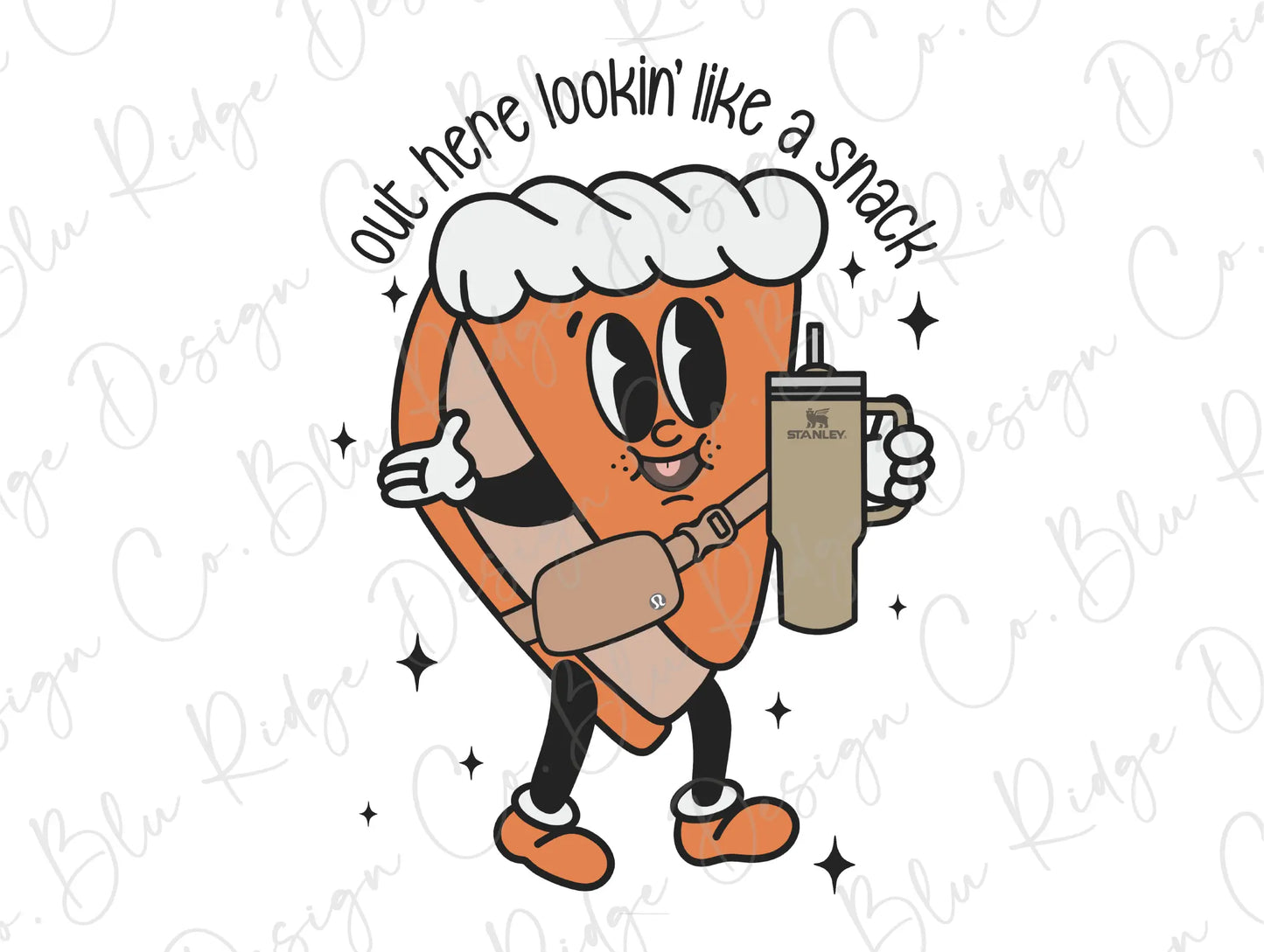 Out Here Lookin' Like a Snack Retro Bougie Thanksgiving Pumpkin Pie with Tumbler and Belt Bag Direct To Film (DTF) Transfer BluRidgeDesignCo