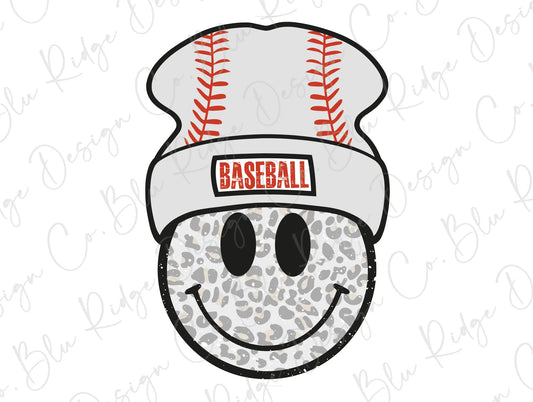 Leopard Smiley Baseball Vibes Design Direct To Film (DTF) Transfer BluRidgeDesignCo