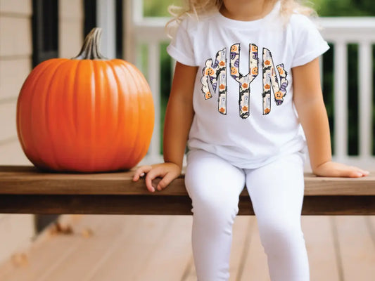 Girls Watercolor Spooky Halloween Personalized Monogram Design Direct To Film (DTF) Transfer BluRidgeDesignCo