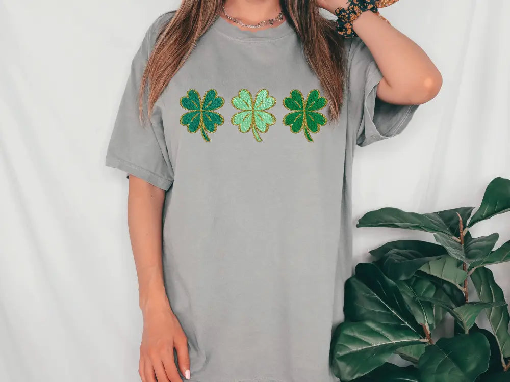 a woman wearing a st patrick's day t - shirt