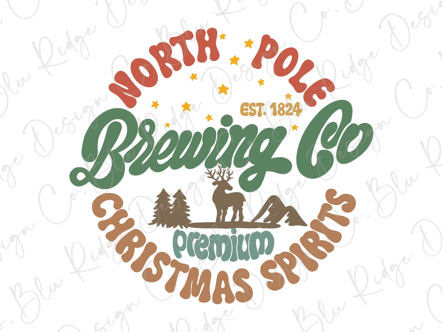 North Pole Brewing Company Premium Christmas Spirits Direct To Film (DTF) Transfer BluRidgeDesignCo