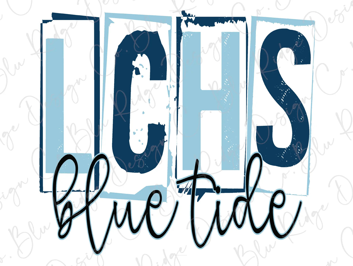 a blue and white sign that says lucas blue tide