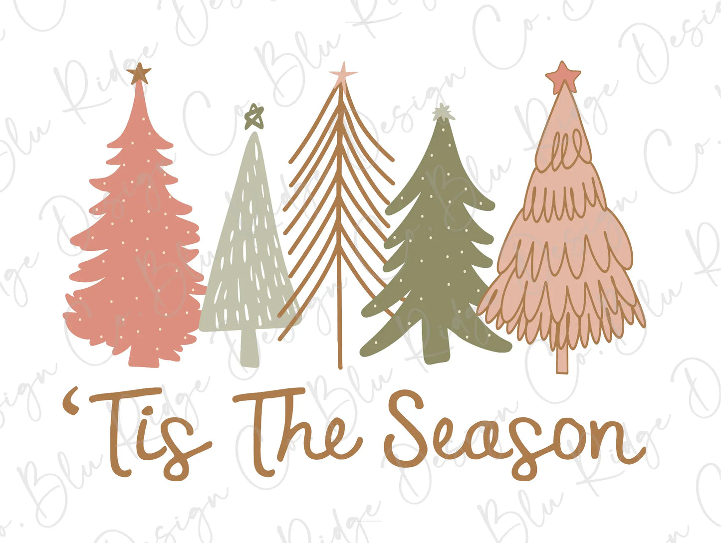 Tis the Season for Christmas Trees Boho Direct to Film (DTF) Transfer BluRidgeDesignCo