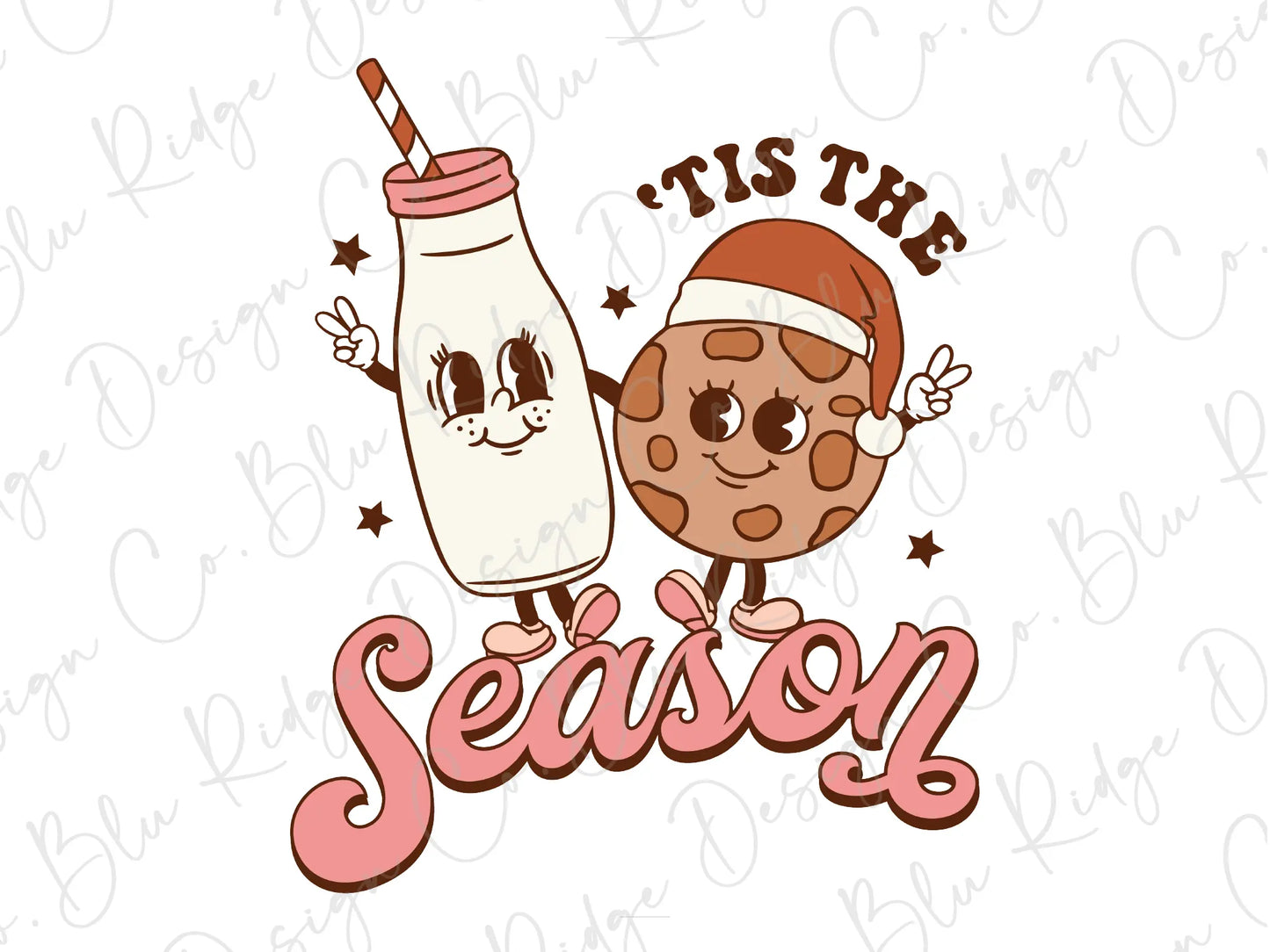 Tis the Season Cookies & Milk Direct to Film (DTF) Transfer BluRidgeDesignCo
