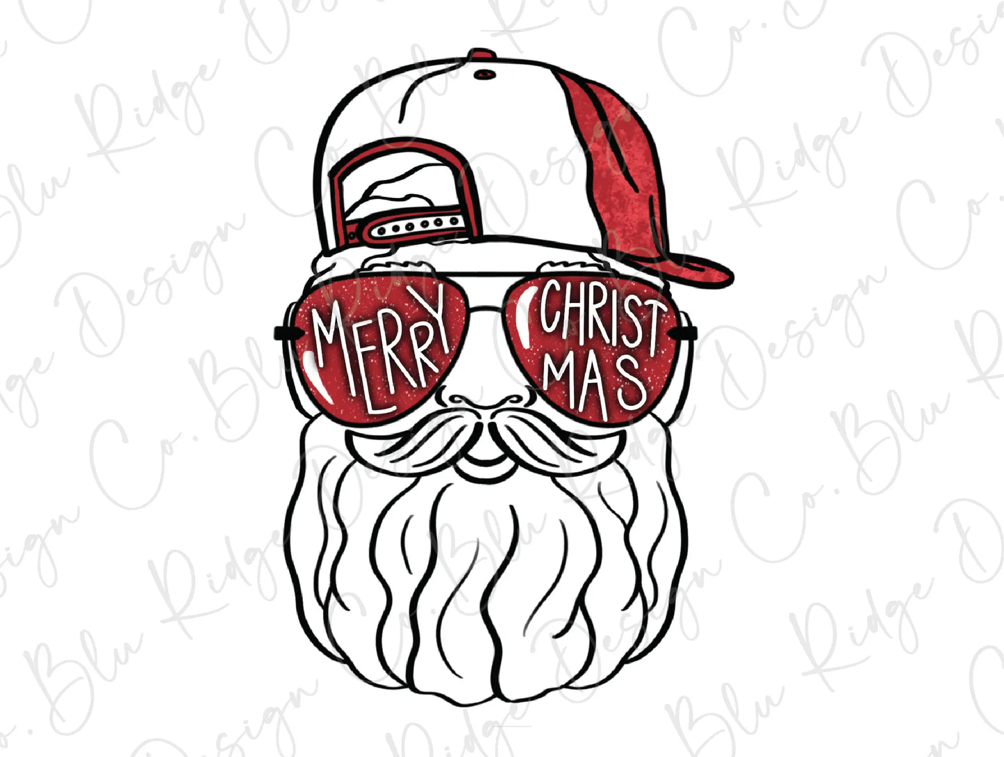 Cool Santa Merry Christmas Sunglasses Direct to Film (DTF) Transfer BluRidgeDesignCo