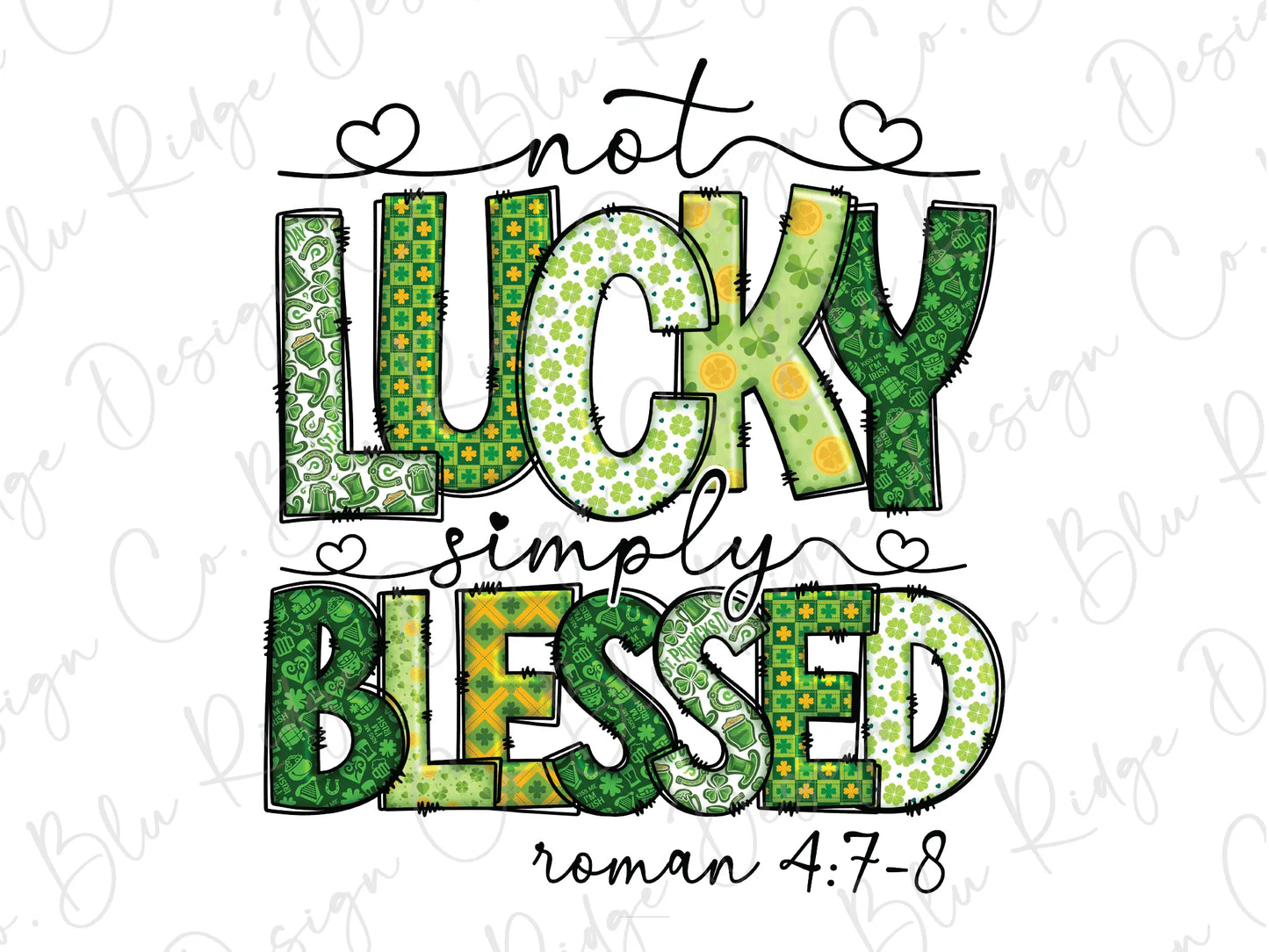 a green and yellow design with the words lucky simply blessing