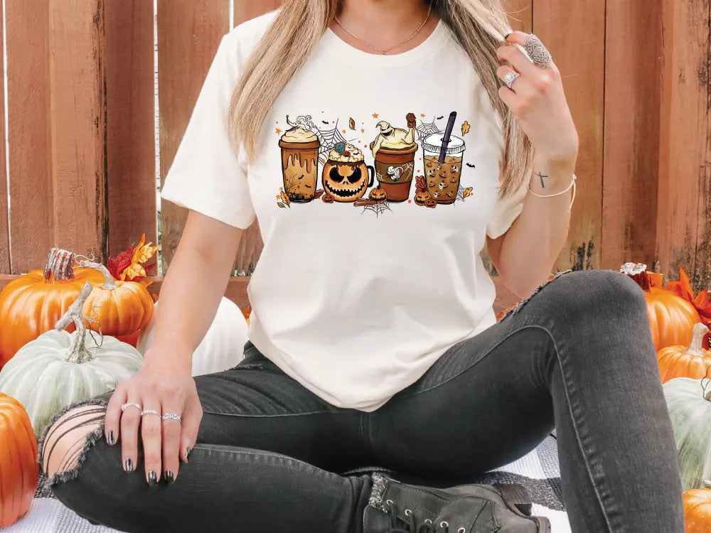 Nightmare before Christmas Halloween Coffee Latte Direct To Film (DTF) Transfer
