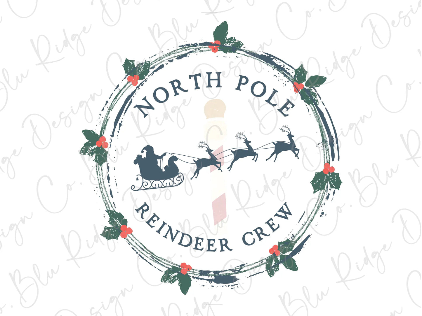 Christmas North Pole Reindeer Crew Rudolph the Red Nose Direct To Film (DTF) Transfer BluRidgeDesignCo