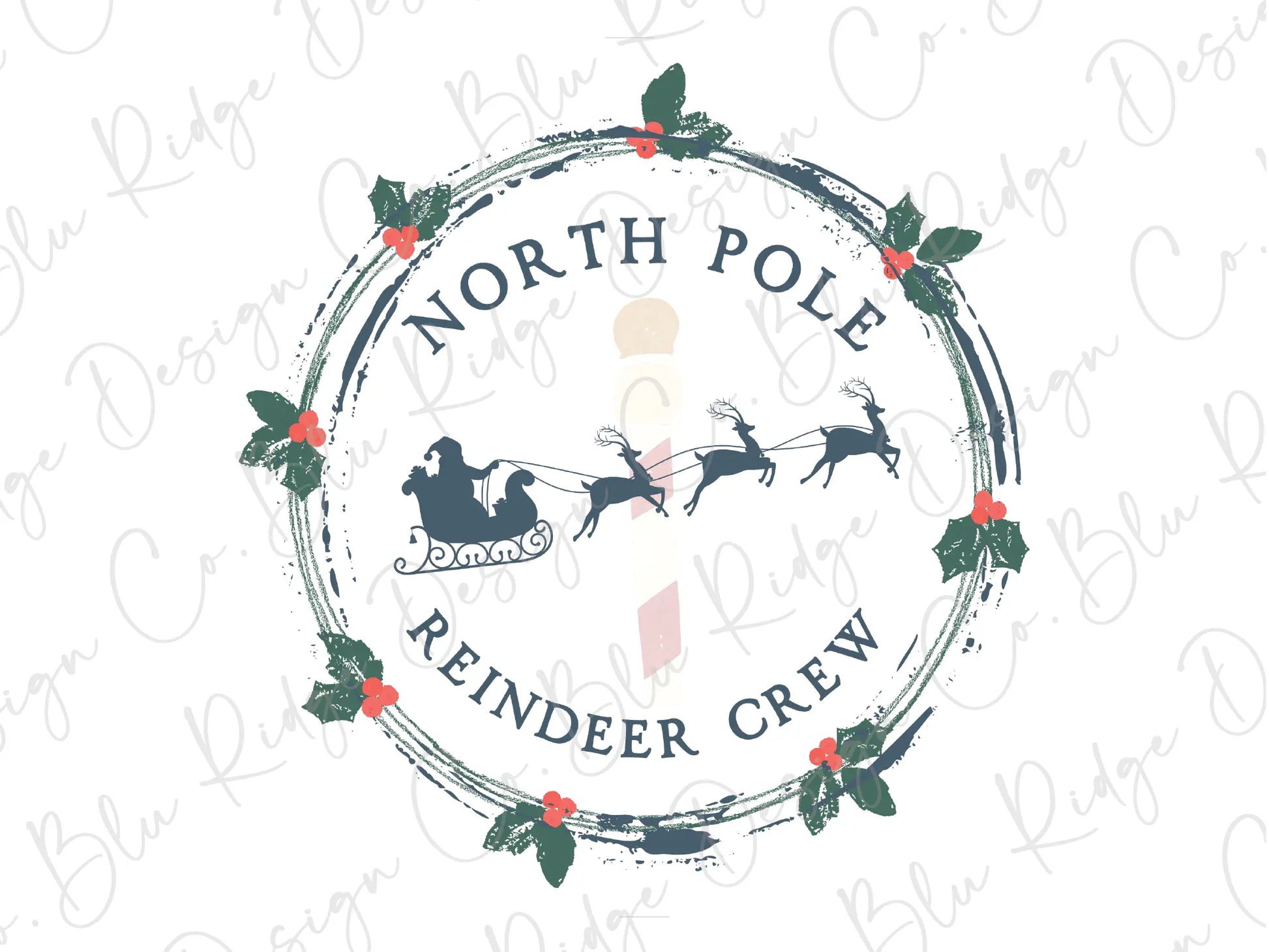 Christmas North Pole Reindeer Crew Rudolph the Red Nose Direct To Film (DTF) Transfer BluRidgeDesignCo