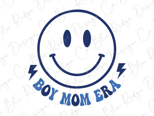 Boy Mom Era Smiley Retro Groovy Direct To Film (DTF) Transfer BluRidgeDesignCo