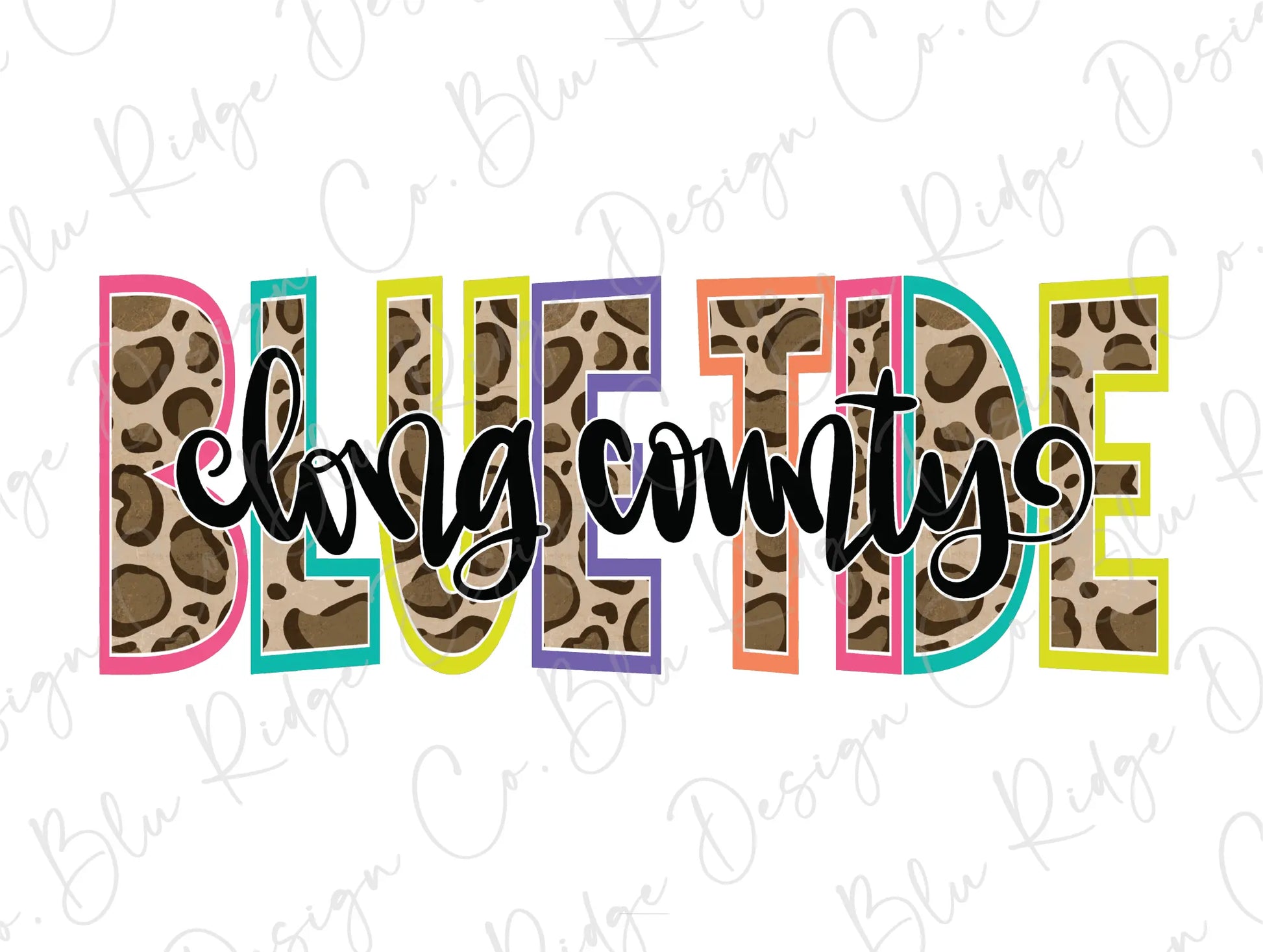 Long County Blue Tide School Spirit Team Mascot Direct To Film (DTF) Transfer BluRidgeDesignCo