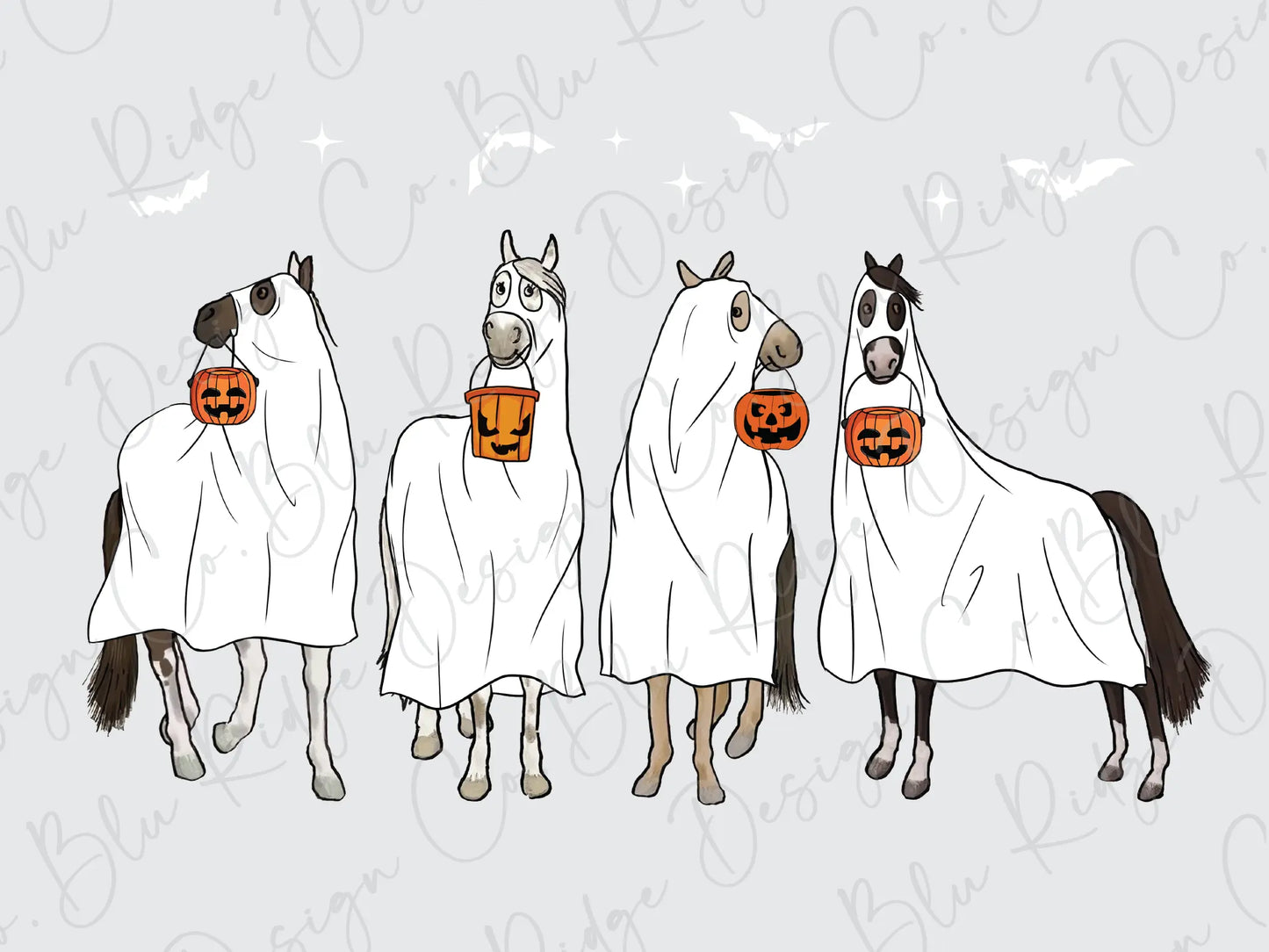 Halloween Ghost Horse Sheet Design Direct To Film (DTF) Transfer BluRidgeDesignCo