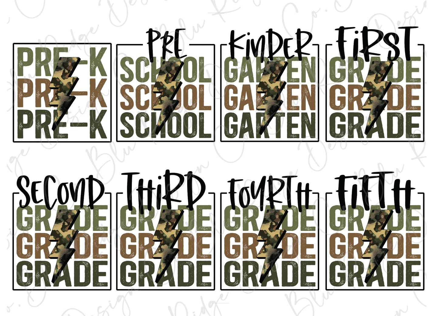 1st day back to school boy camo lightning bolt Direct To Film (DTF) Transfer BluRidgeDesignCo