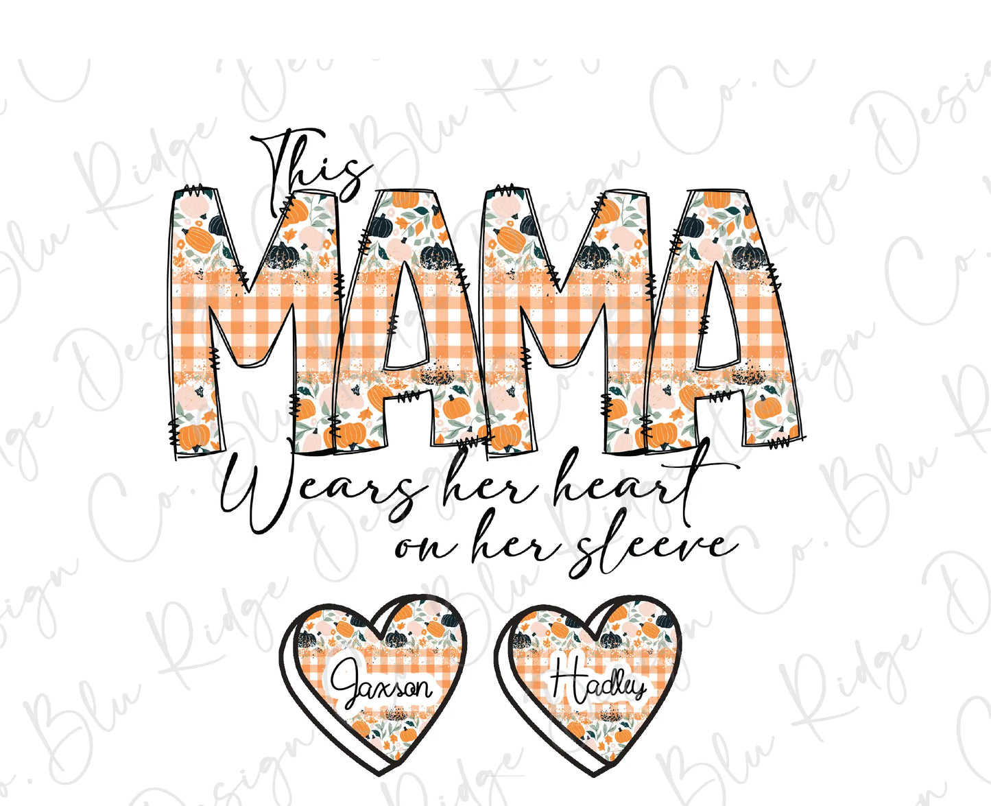 a couple of hearts with the words mama on them