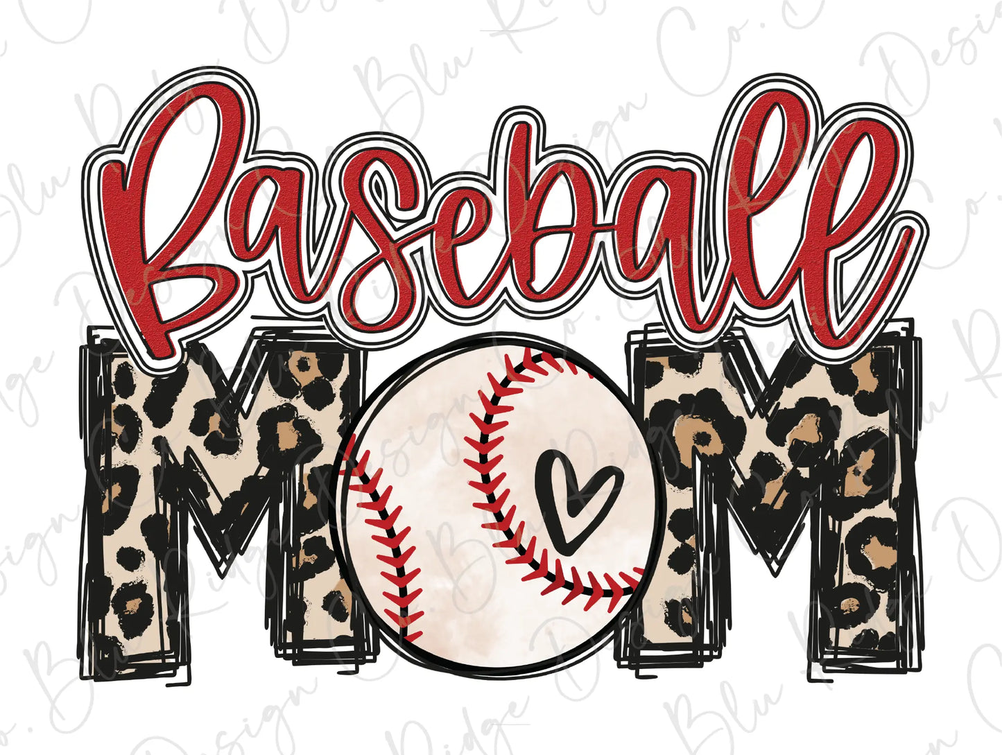 Leopard Baseball Mom Direct to Film (DTF) Transfer BluRidgeDesignCo