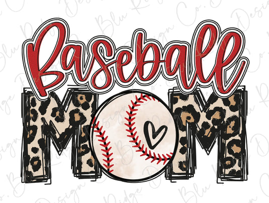Leopard Baseball Mom Direct to Film (DTF) Transfer BluRidgeDesignCo