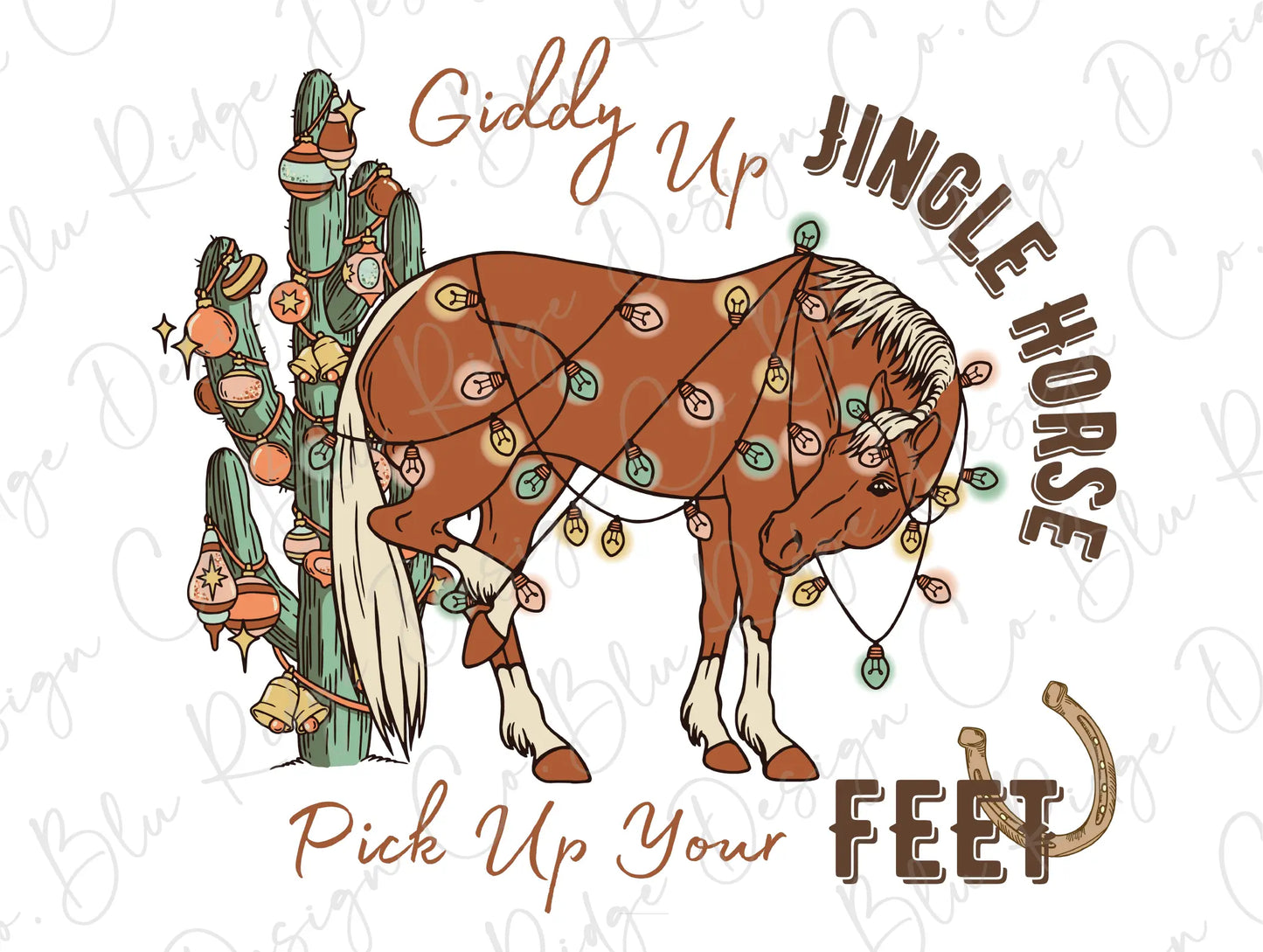 Giddy Up Jingle Horse Pick up your Feet Christmas Song Direct To Film (DTF) Transfer BluRidgeDesignCo