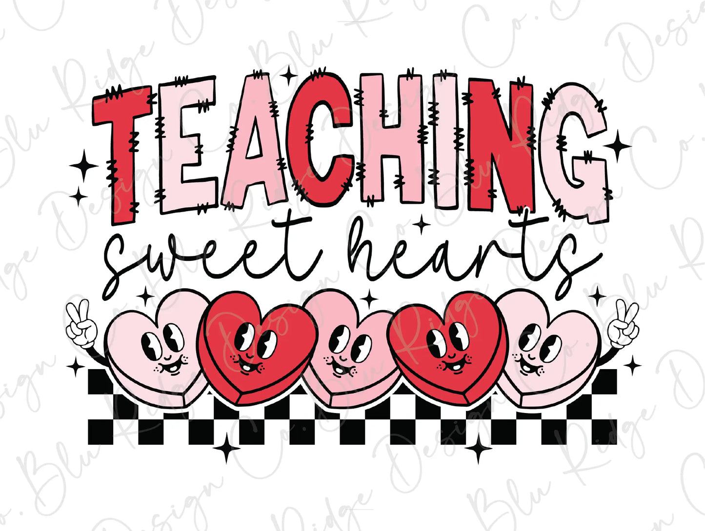 a teacher svg file with hearts and checkered background