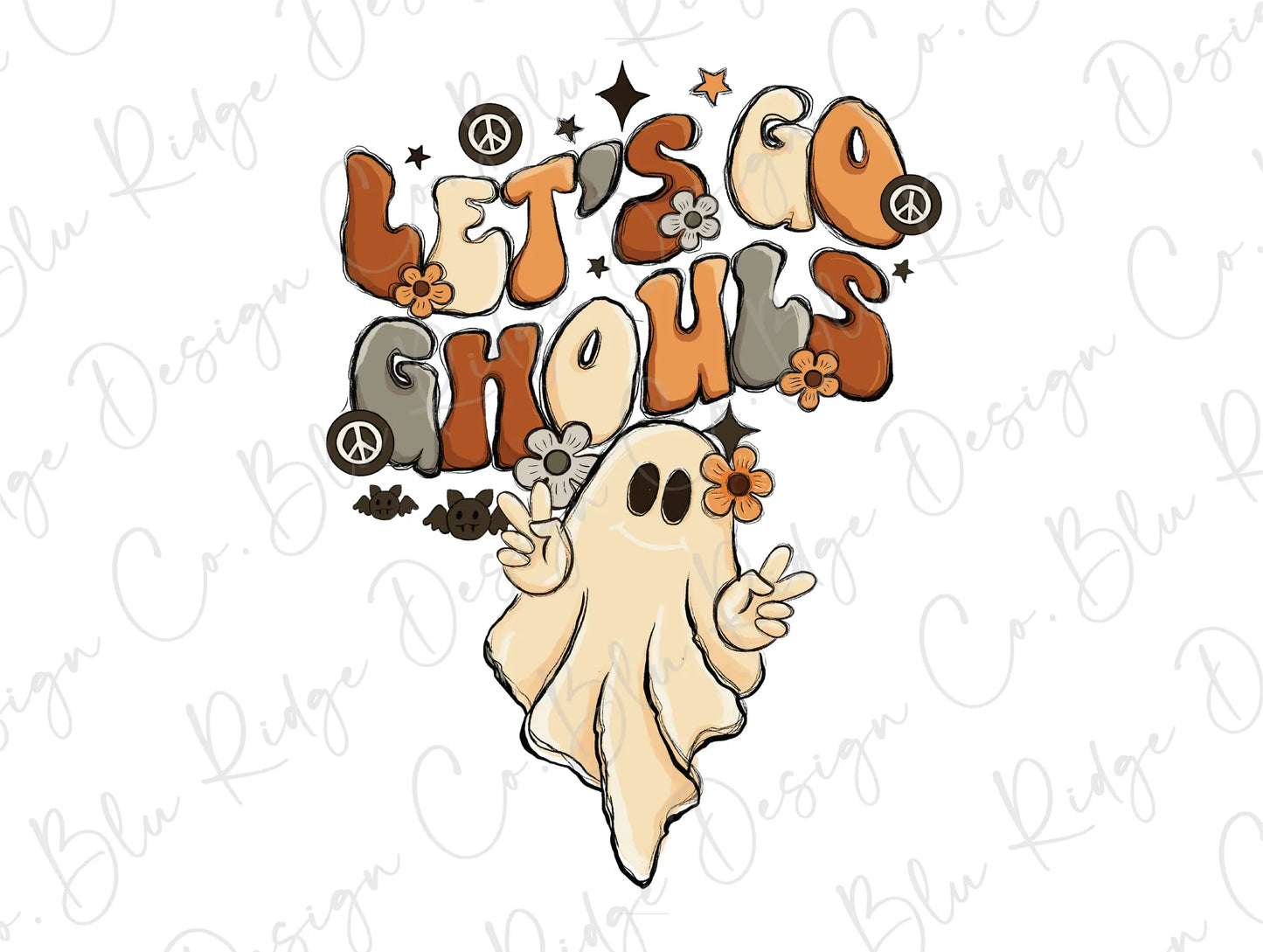 Let's Go Ghouls Retro Halloween Direct To Film (DTF) Transfers BluRidgeDesignCo