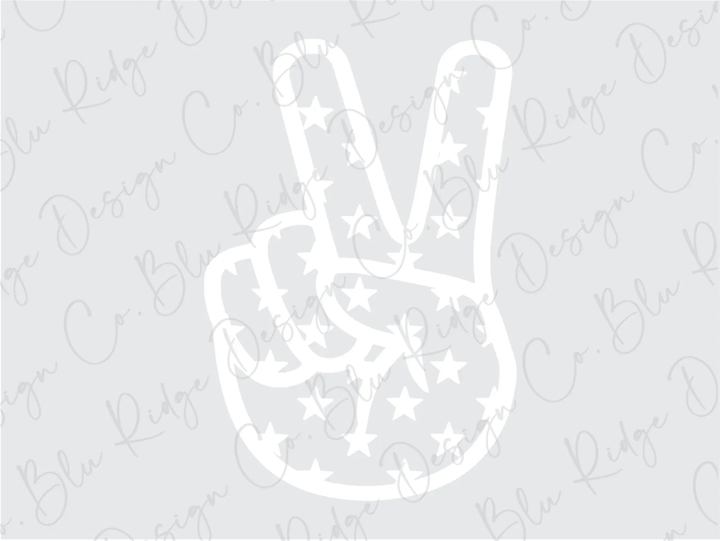 Groovy 4th of July Peace hand sign with Stars (White) Direct To film (DTF) Transfer BluRidgeDesignCo