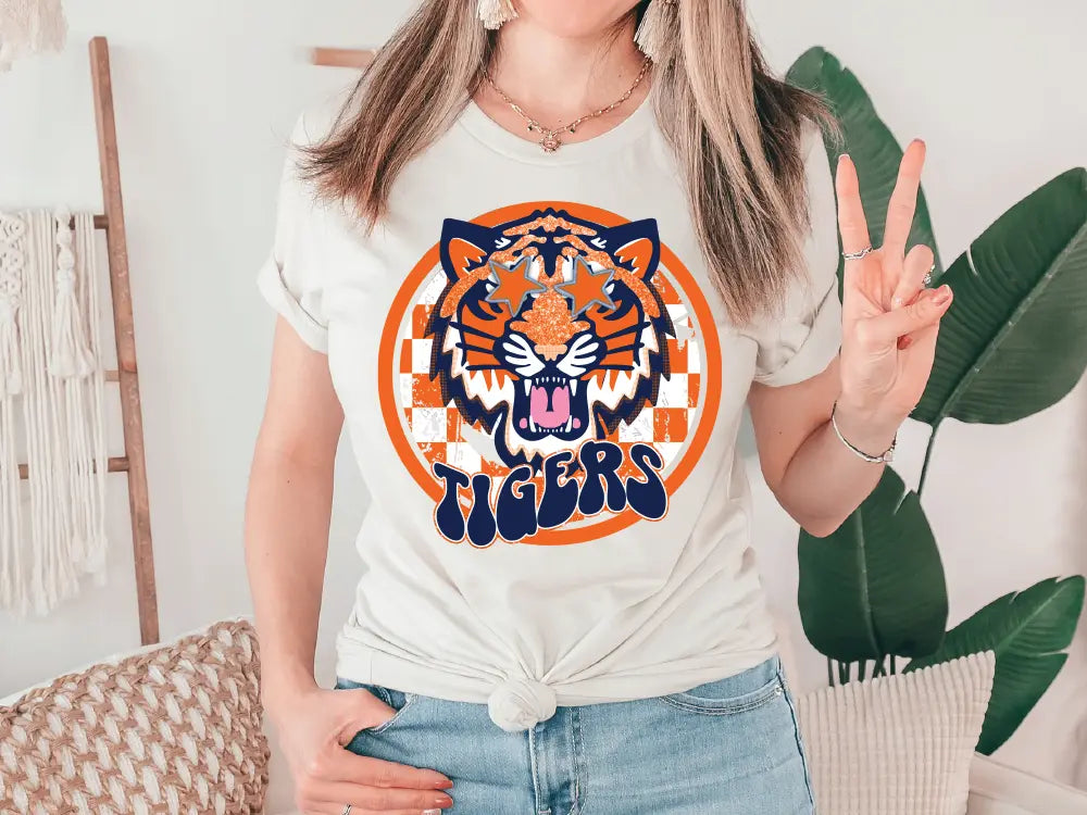 Tigers Preppy Mascot Direct To Film (DTF) Transfer BluRidgeDesignCo