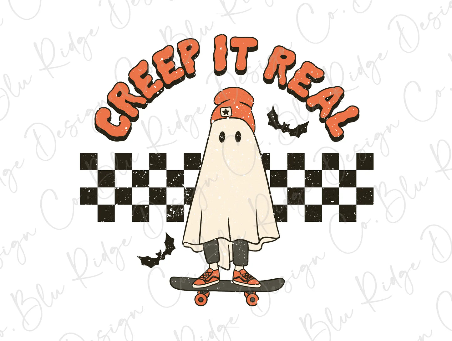 Creep it Real Halloween Skater Ghost Direct To Film (DTF) Transfer BluRidgeDesignCo