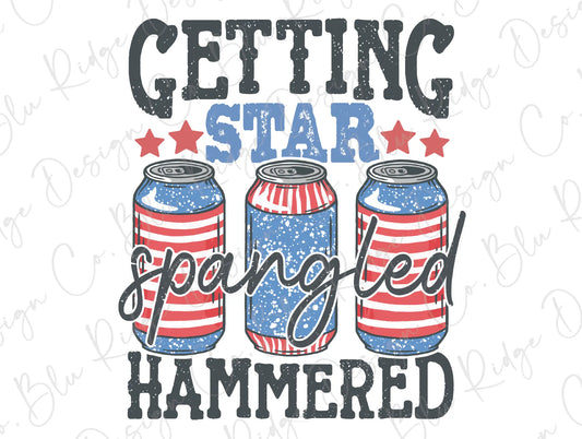 Getting Star Spangled Hammered Groovy July 4th Patriotic Design Direct To Film (DTF) Transfer BluRidgeDesignCo