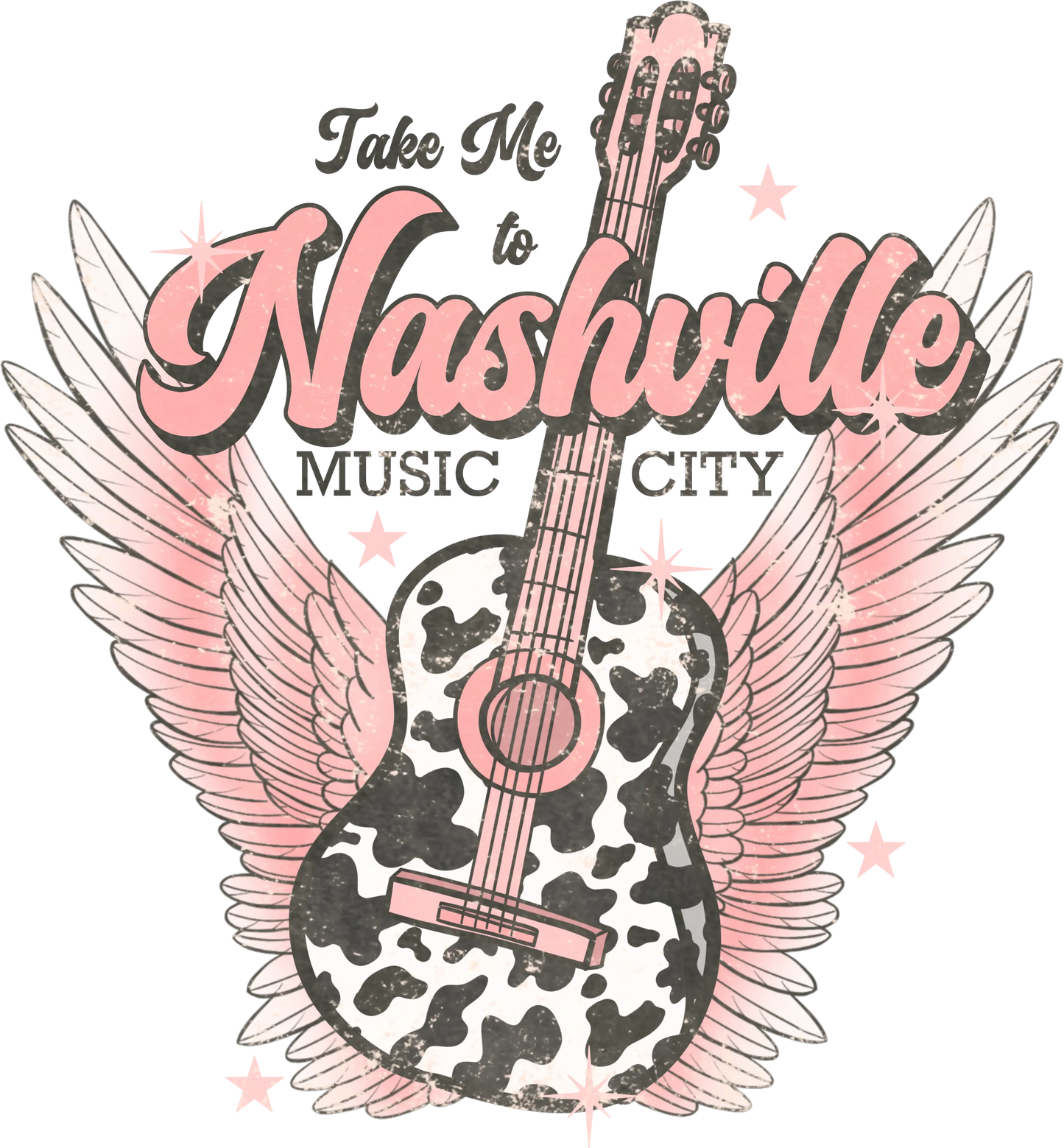 Take me to Nashville Music City Country Retro Guitar Direct To Film (DTF) Transfer BluRidgeDesignCo