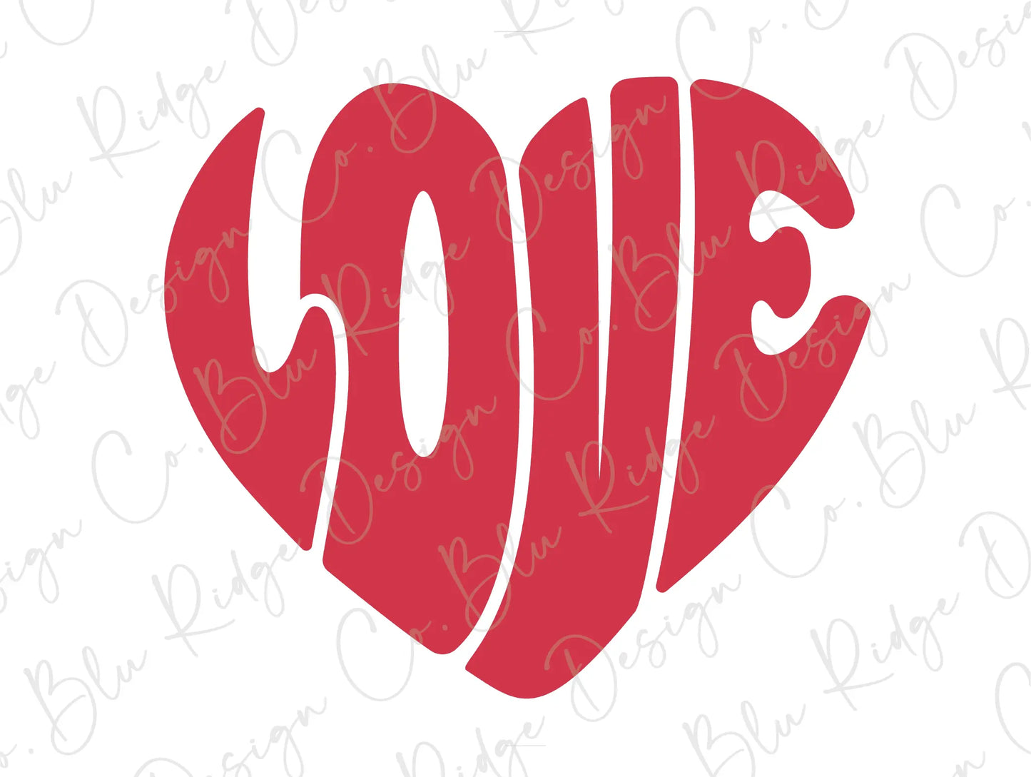 Red Retro Valentines Day Love Heart for Her Direct to Film (DTF) Transfer BluRidgeDesignCo