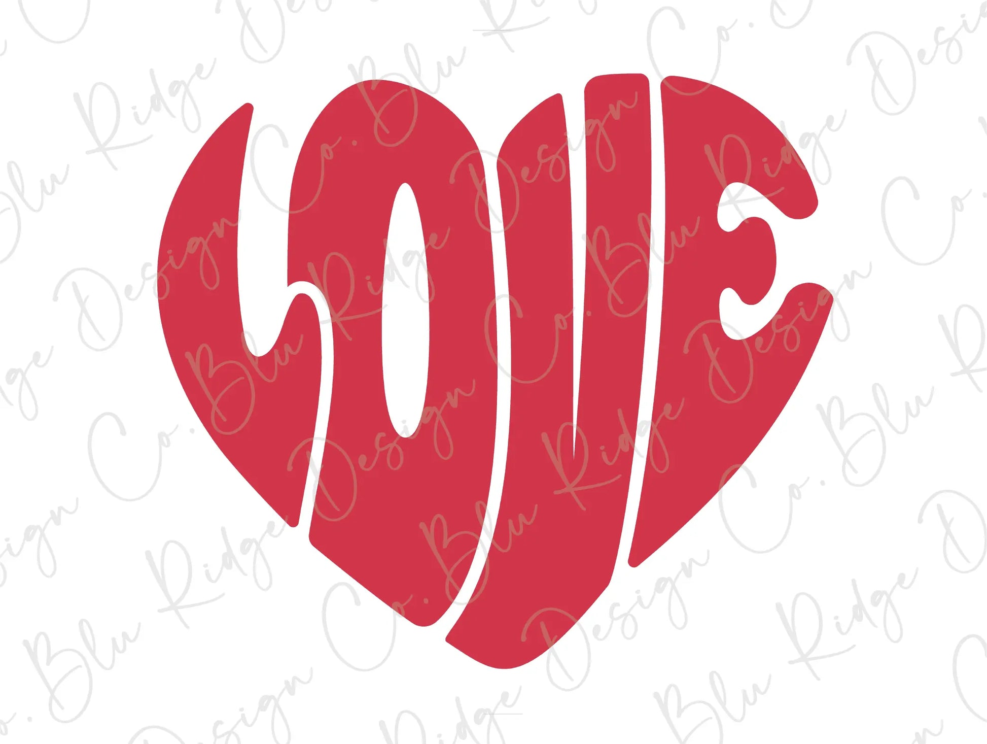 Red Retro Valentines Day Love Heart for Her Direct to Film (DTF) Transfer BluRidgeDesignCo