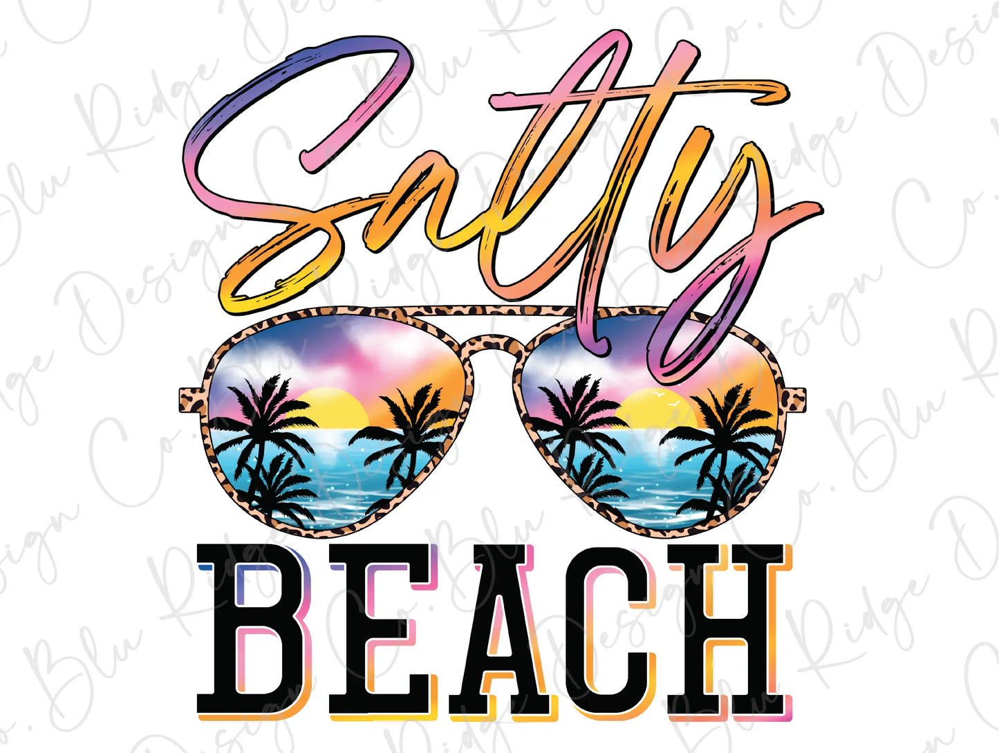 Salty Beach Sunset Sunglasses Direct to Film (DTF) Transfer BluRidgeDesignCo
