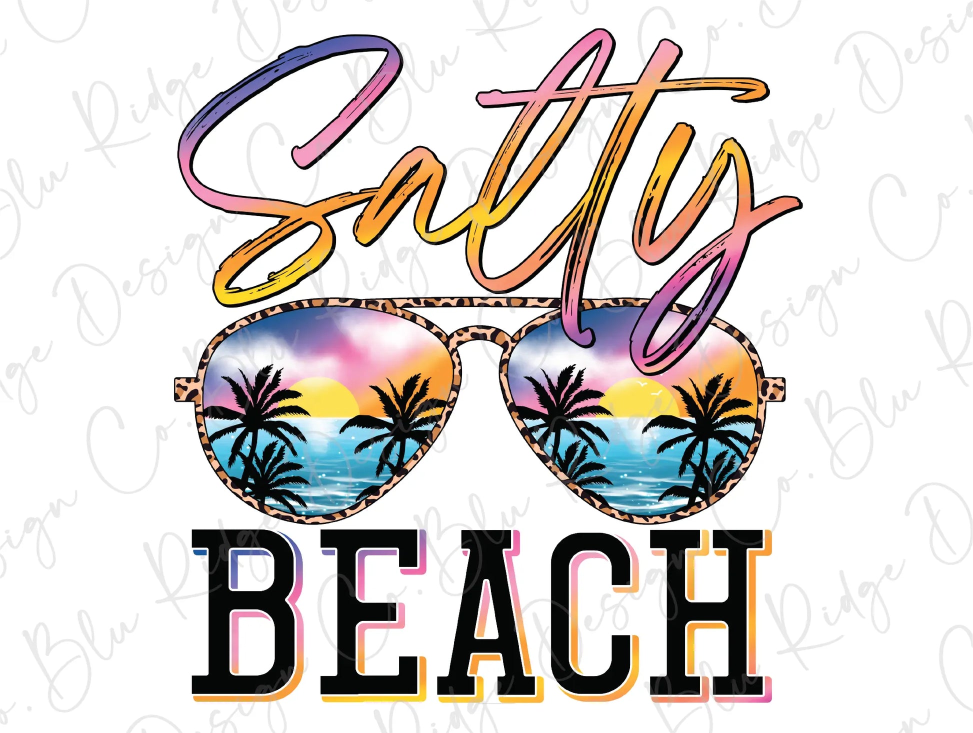 Salty Beach Sunset Sunglasses Direct to Film (DTF) Transfer BluRidgeDesignCo
