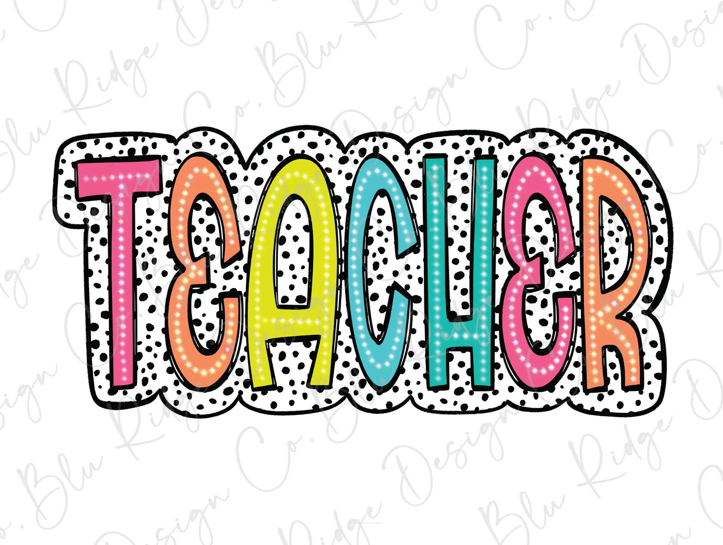 the word teacher in colorful letters on a white background