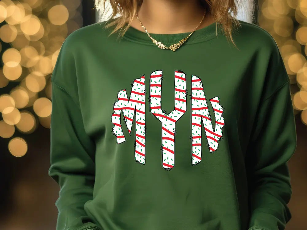 Christmas Tree Cake Personalized Monogram Design Direct To Film (DTF) Transfer BluRidgeDesignCo