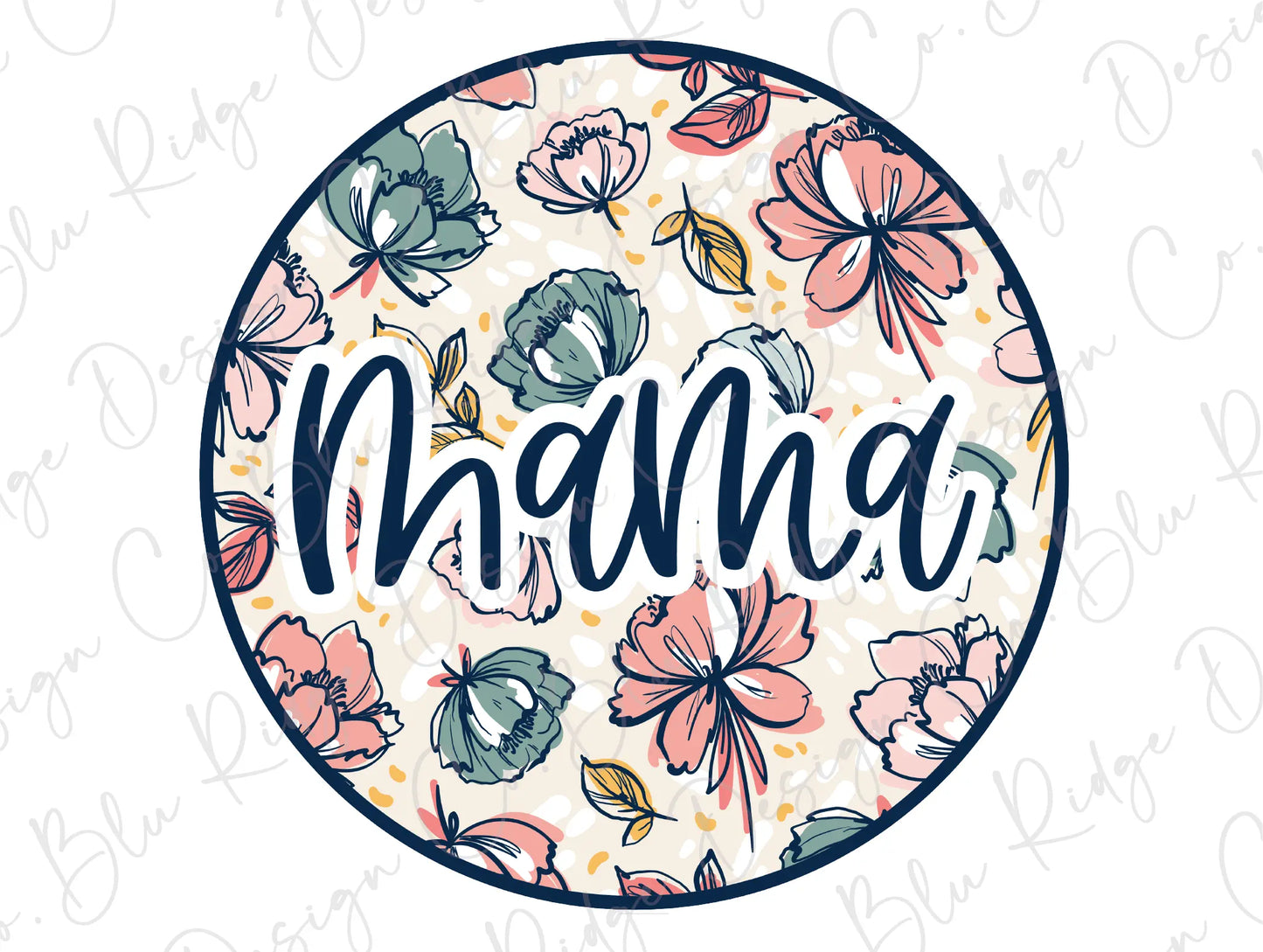 Mama Colorful Floral Watercolor Design Direct to Film (DTF) Transfer BluRidgeDesignCo