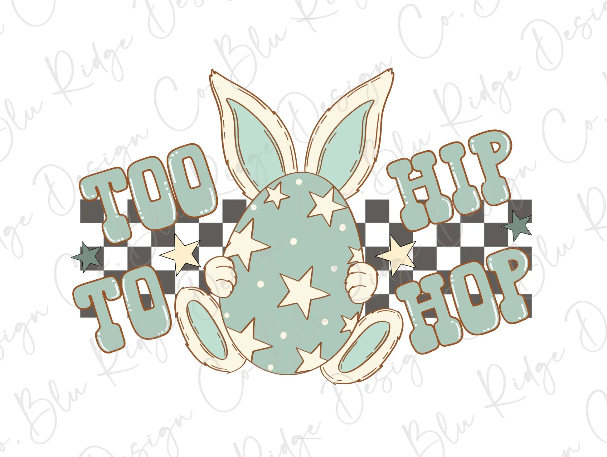 Too Hip to Hop cool boy Easter bunny Direct To Film (DTF) Transfer BluRidgeDesignCo