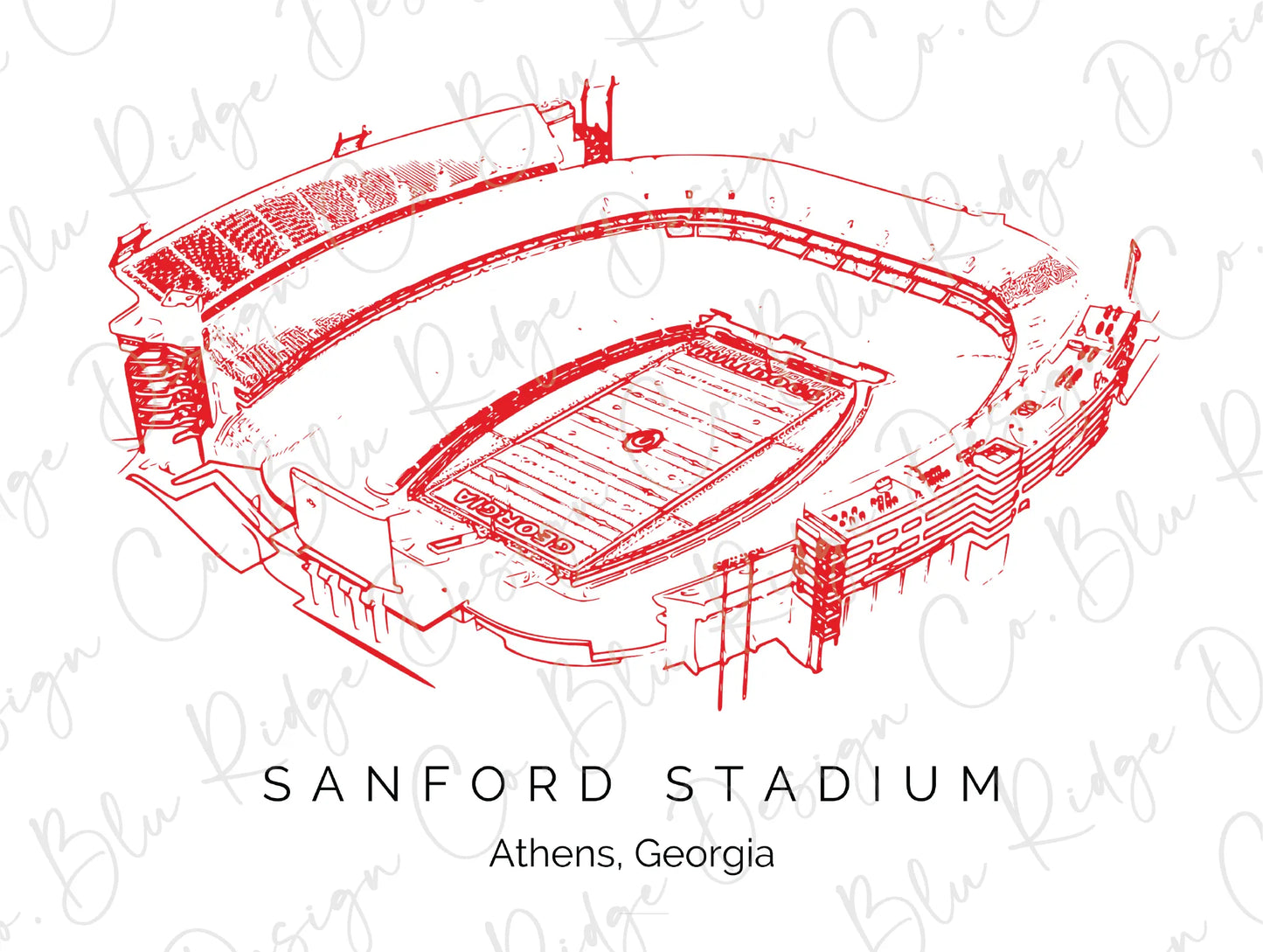 Sanford Stadium Athens Georgia Football Direct To Film (DTF) Transfer