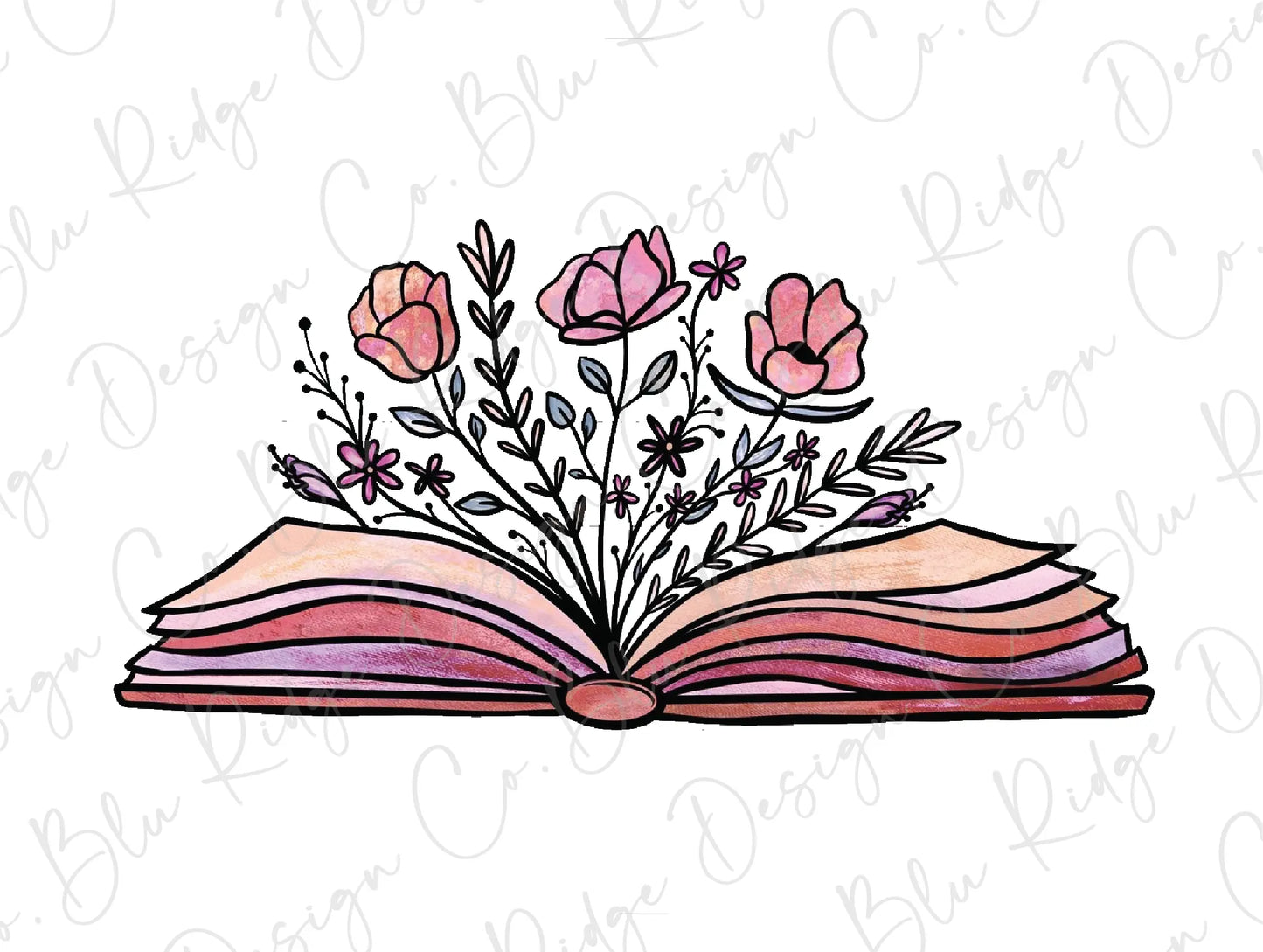 an open book with flowers coming out of it
