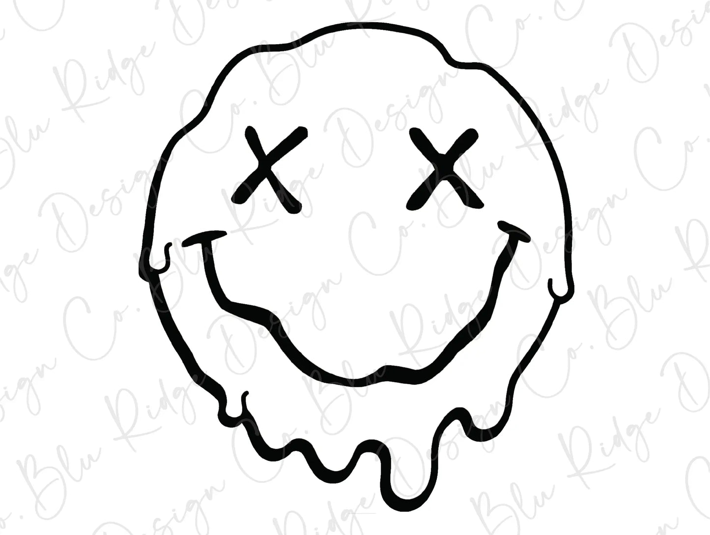 Melting Smiley Face. Trendy for Any Occasion. Direct To Film (DTF) Transfer BluRidgeDesignCo